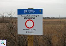 Schild im Naturschutzgebiet Aiguamolls de l'Empordà