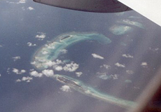 Eine Handtuchtyp-Insel vom Flugzeug aus gesehen