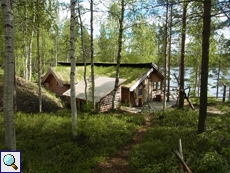 Nachgebautes Vikinger-Langhaus der Birk Husky Pension