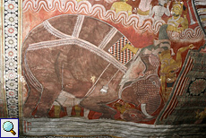 Wandgemälde in einem Höhlentempel von Dambulla