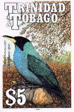 Briefmarke mit einem Kappennaschvogel als Motiv