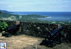 Blick über die Bacolet Bay vom Fort King George aus, Scarborough, Tobago