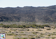 Zwei kleine Staubteufel fegen über die Llano de Ucanca